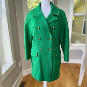 Vintage Carol Brent Emerald Green Doubled Breasted Wool Pea Coat Fits Small Med